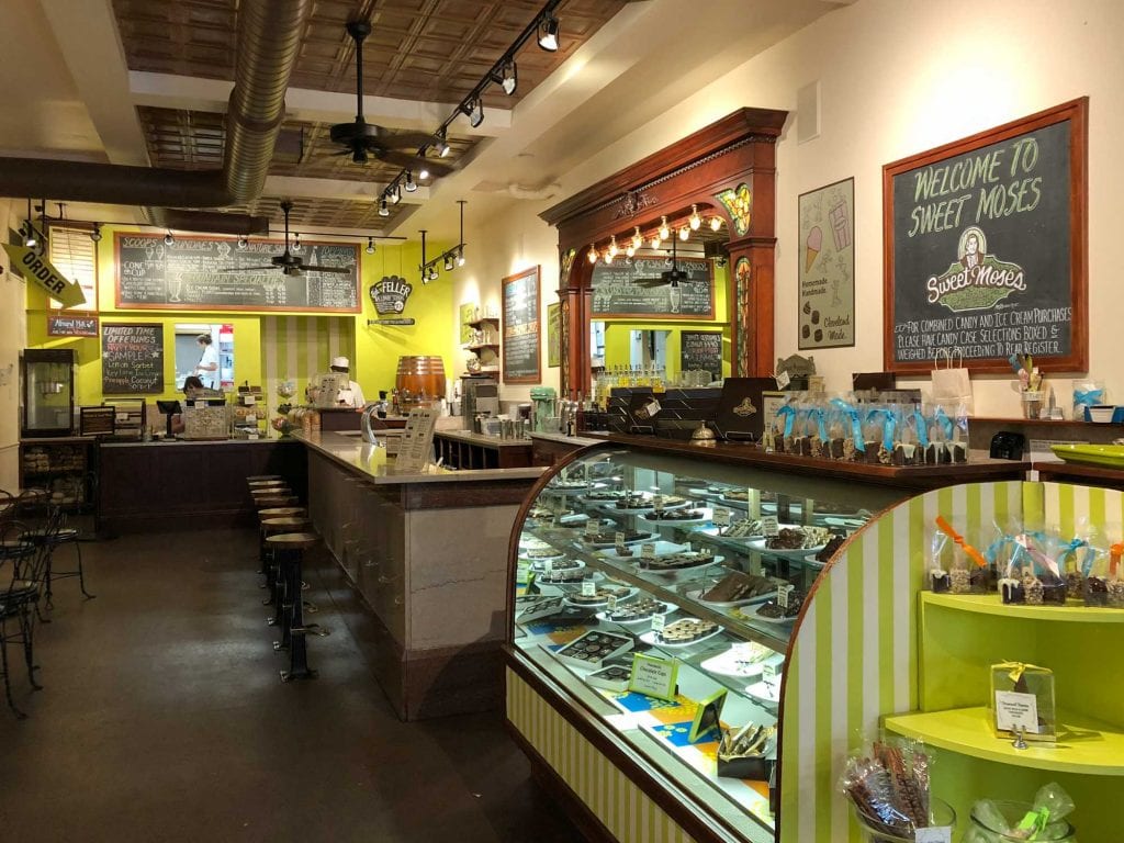 Inside Sweet Moses soda fountain and treat shop