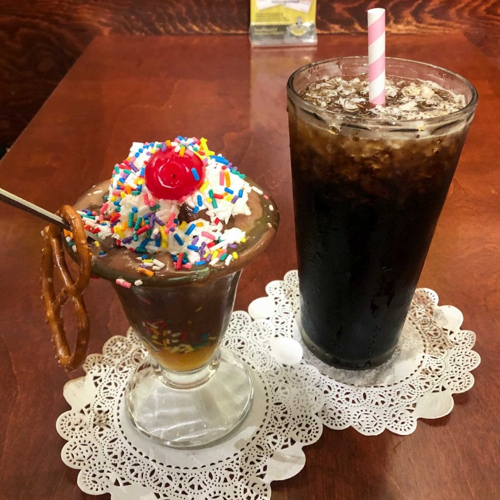 Sundae and root beer from Sweet Moses