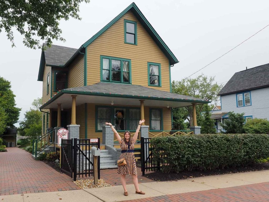 Amanda in front of the A Christmas Story House in Cleveland
