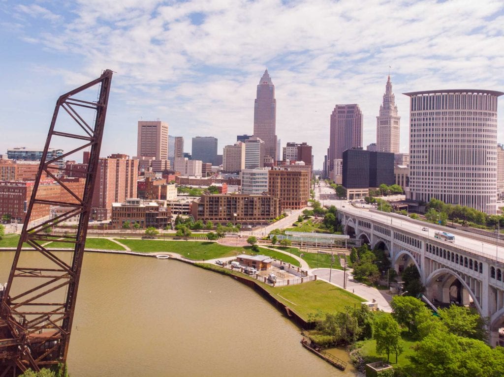 Cleveland skyline and river