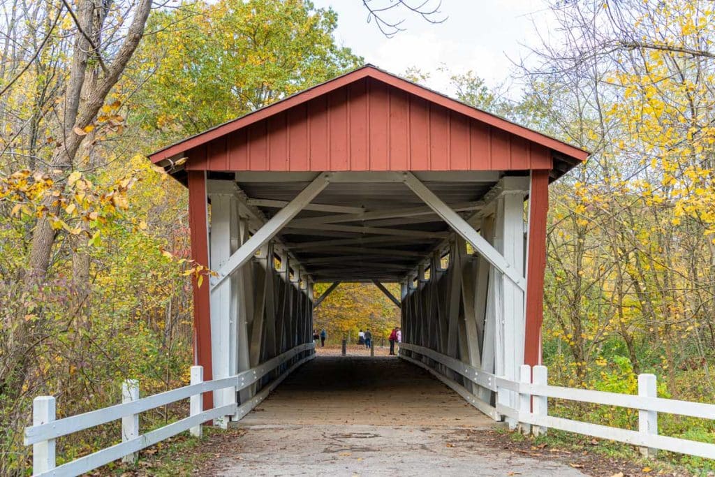 Everett Road Covered Bridge in the fall