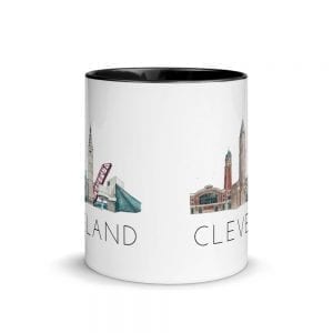 Cleveland skyline multi-color mug double-sided