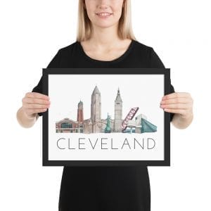 Cleveland skyline framed poster