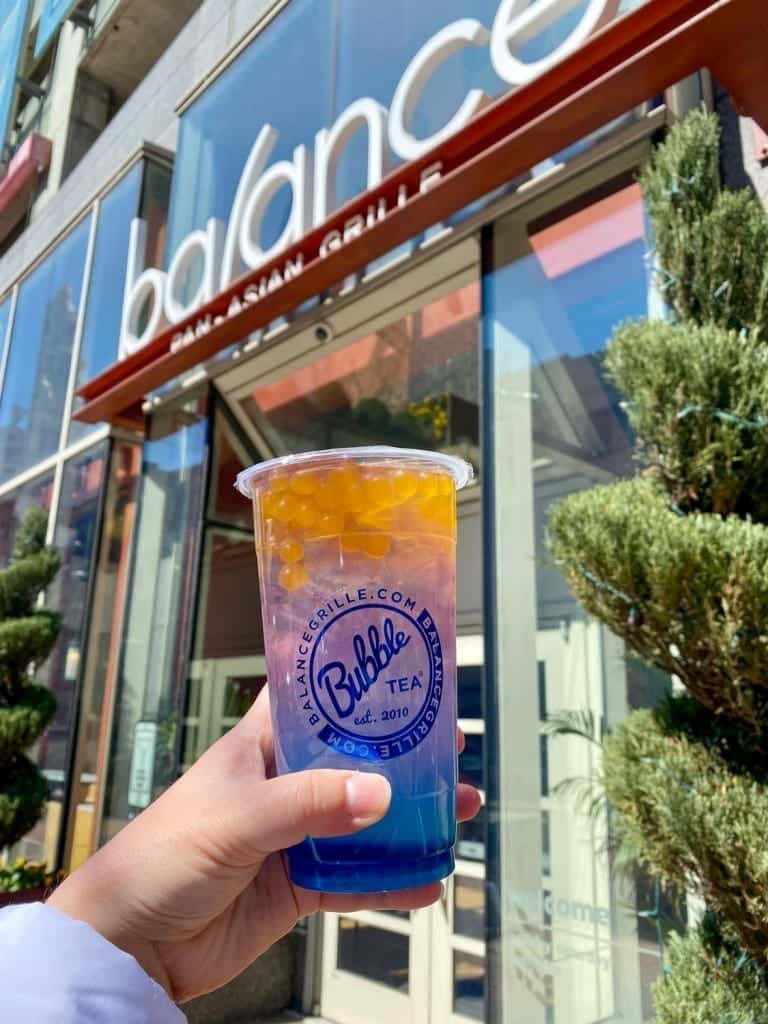 Layered bubble tea from Balance Pan-Asian Grille