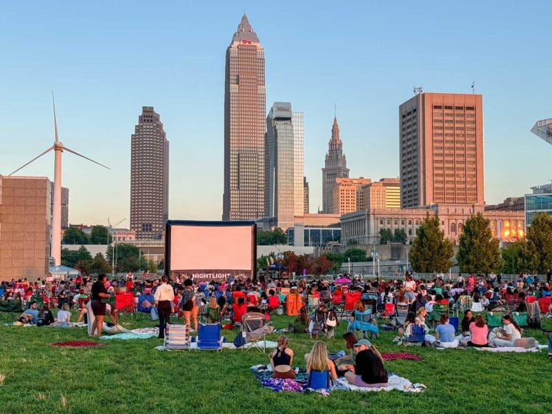 Outdoor movie in Cleveland