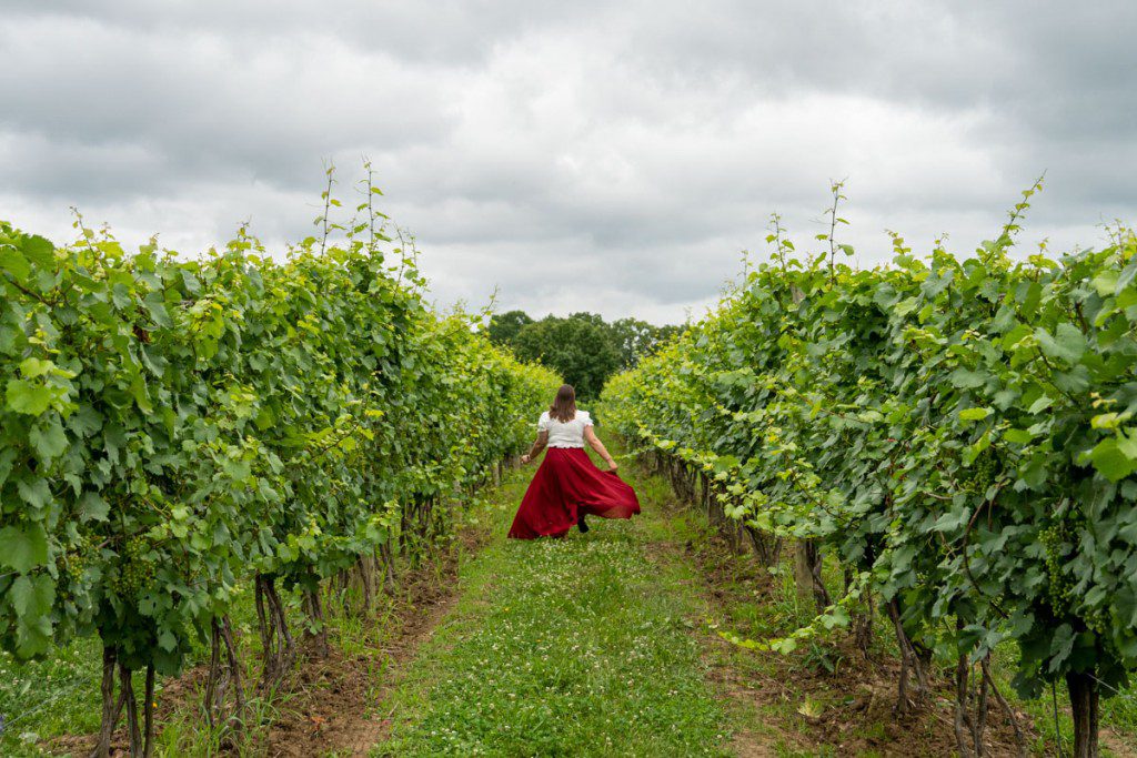 Amanda in a vineyard