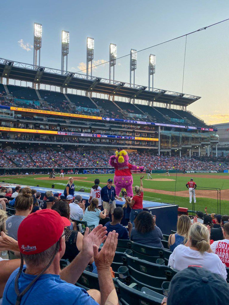 Slider mascot at Progressive Field