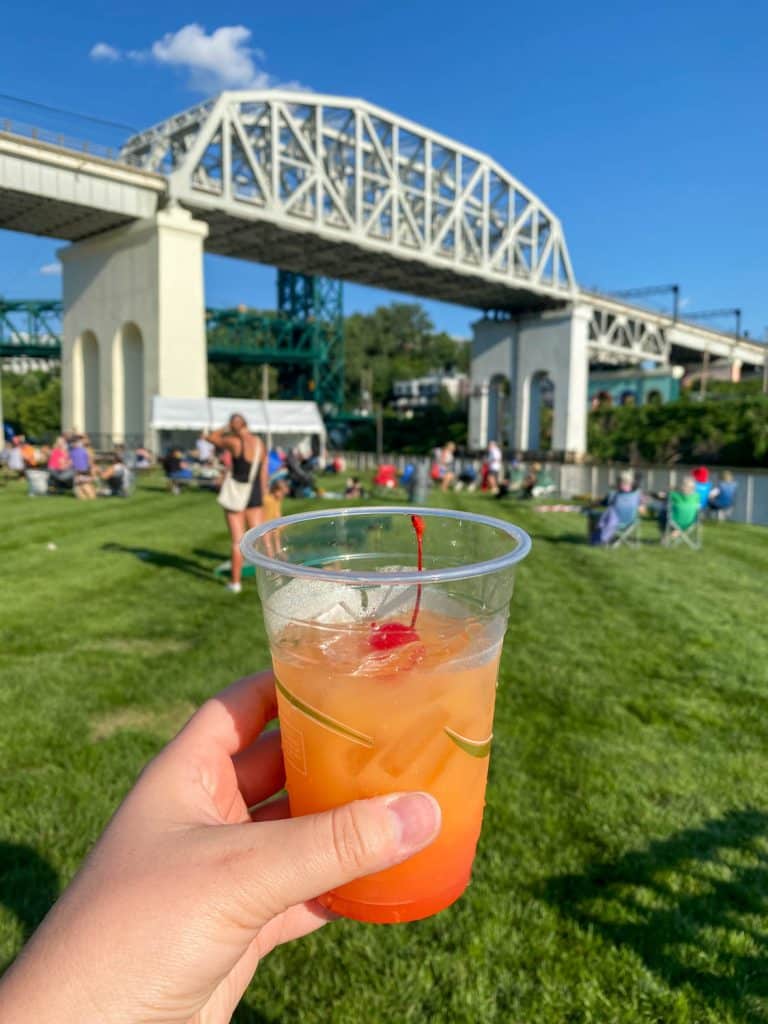 Merwin's Wharf Happy Hour drink in the summer