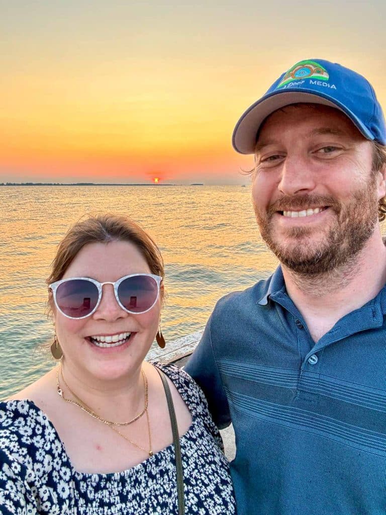 Amanda and Elliot at Lakeside Chautauqua at sunset