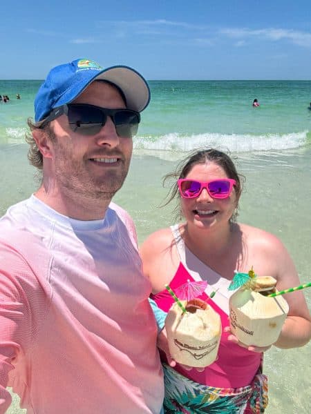 Elliot and Amanda on a beach