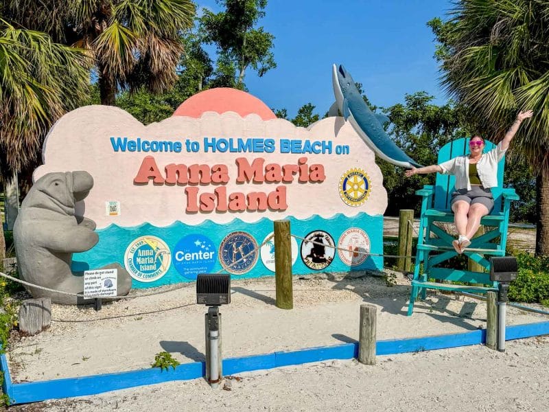 Amanda with Anna Maria Island sign
