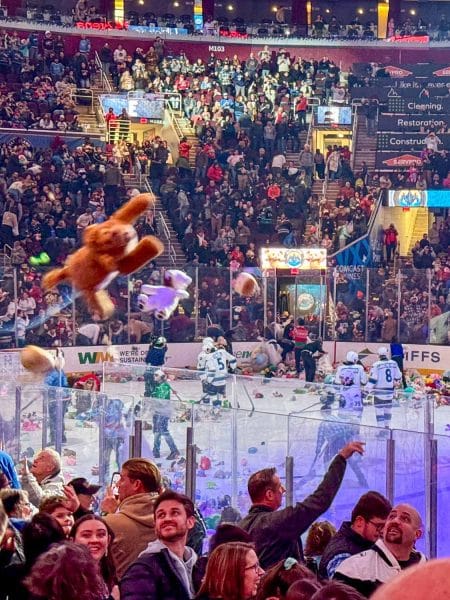 Cleveland Monsters hockey Teddy Bear Toss